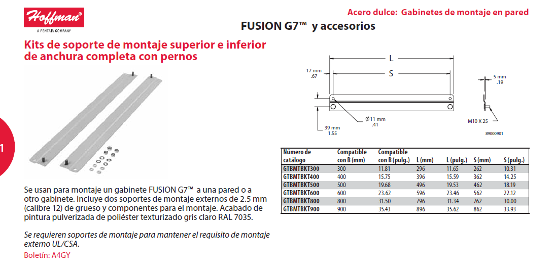 Kits de soporte de montaje superior e inferior