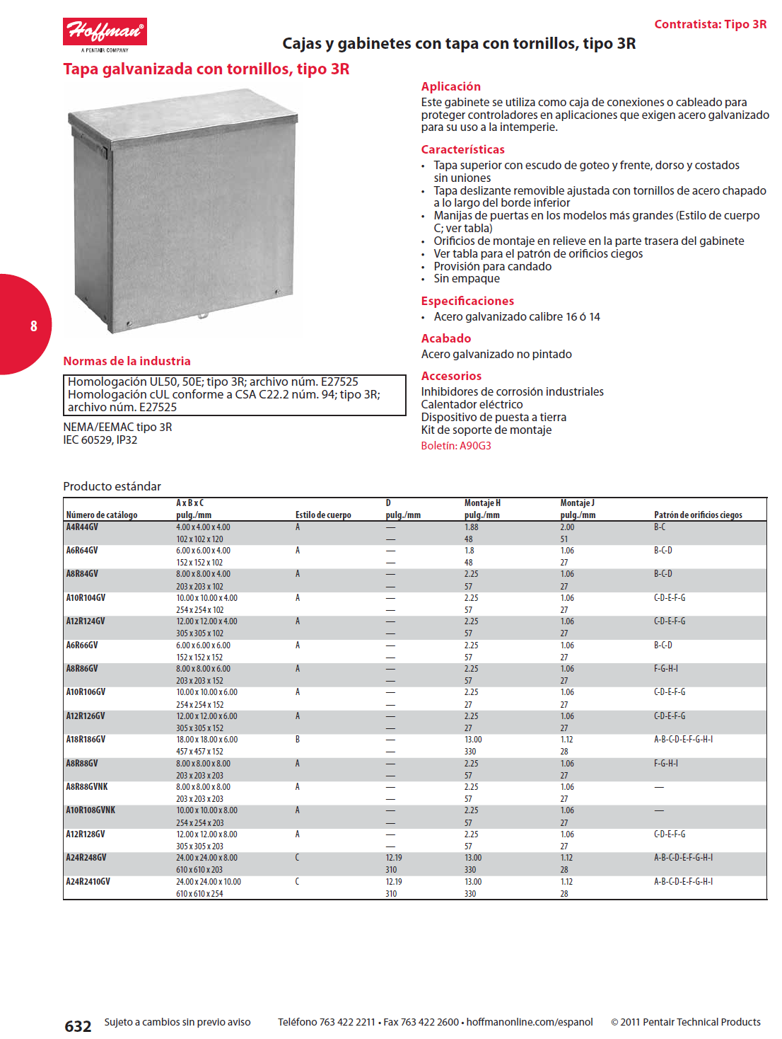 Tapa galvanizada con tornillos tipo 3R