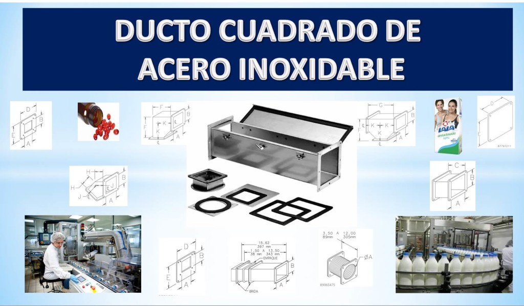 DUCTO CUADRADO DE ACERO INOXIDABLE 1